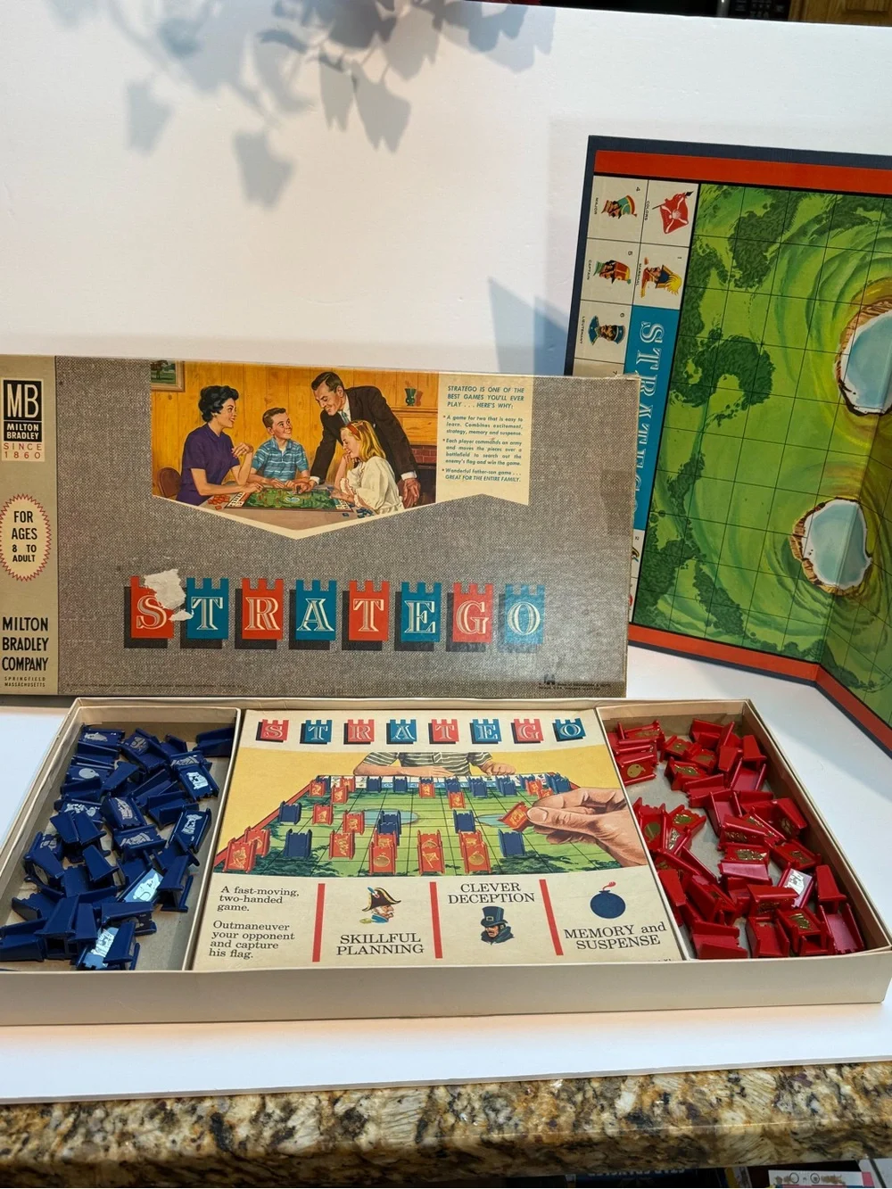 Vintage Stratego Board Game 4916  Milton Bradley VTG 1961 - missing 1 blue token